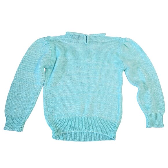 Vintage 80s Andene Mint Green Sweater Womens S Lace Grannycore Retro Feminine - Picture 2 of 7